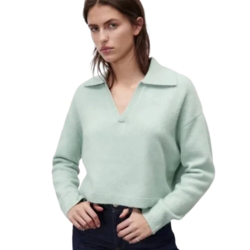 Zara Womens Medium Cropped Polo Collar Knit sweater